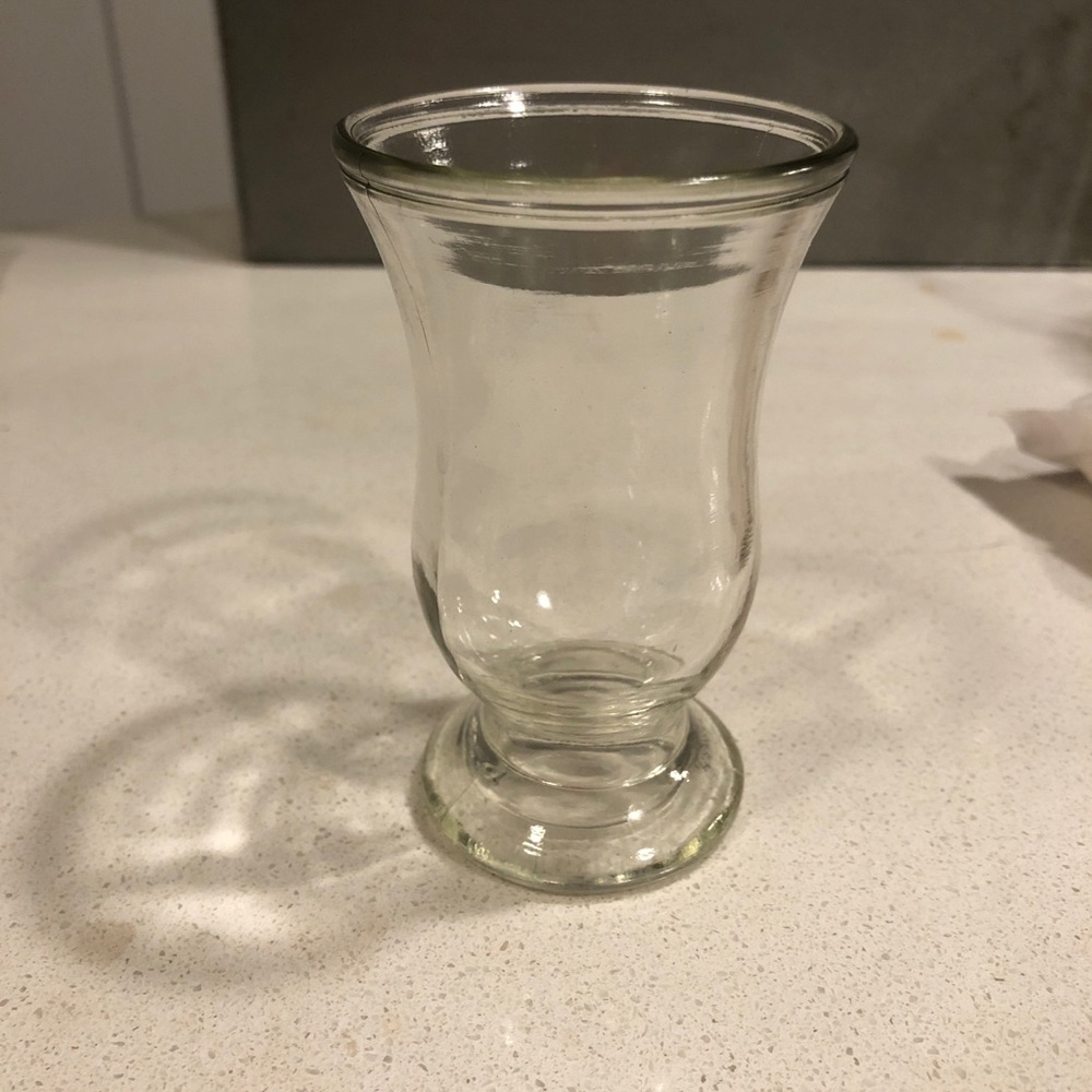 Vintage clear footed jelly jar glass
